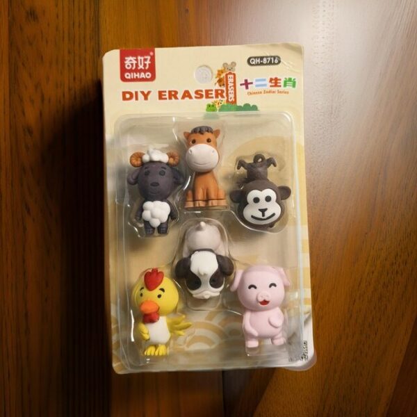 Eraser Shape Jungle Animal Toy for Kids (Set of 6pcs)